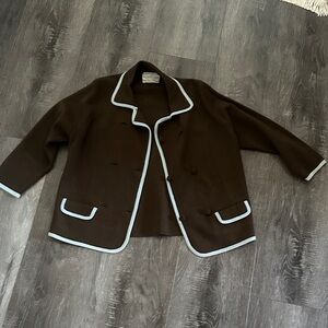 GORGEOUS Vintage all wool blazer- brown with teal trim